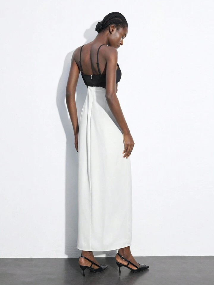 Maija Urban Modern Women's Summer Contrast Color Knot Detail Strap Dress, Suitable For Music Fest... | SHEIN