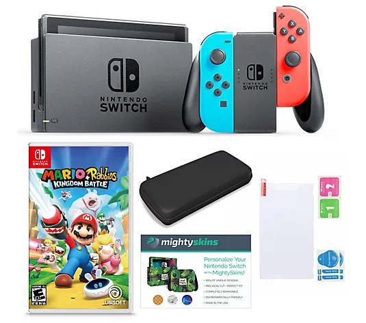 Nintendo Switch with Mario Rabbids Kingdom Battle and Accessories - QVC.com | QVC