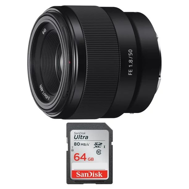 Sony FE 50mm F1.8 Lens & SanDisk 64GB SD Card | Walmart (US)