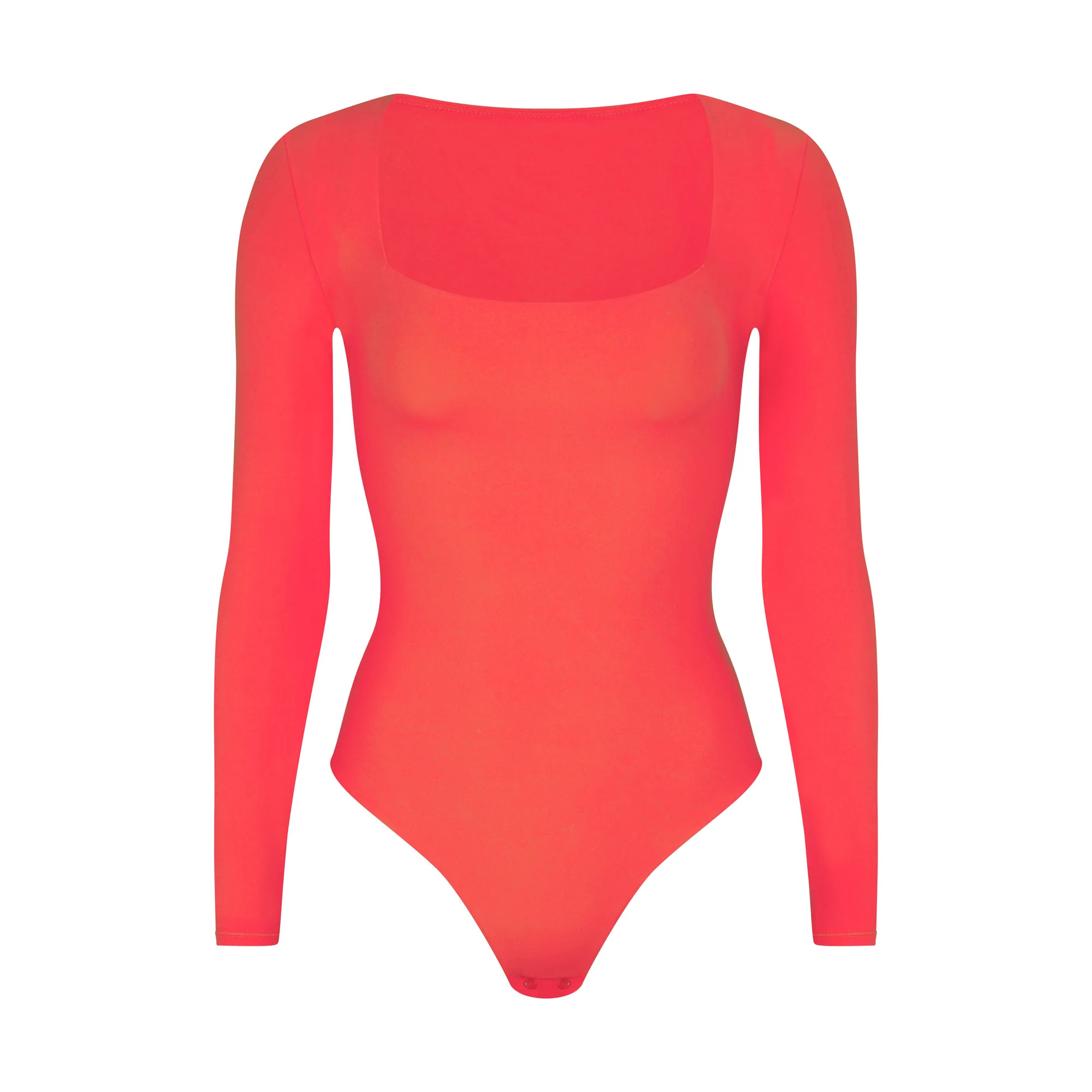 FITS EVERYBODY LONG SLEEVE SQUARE NECK BODYSUIT | POPPY | SKIMS (US)