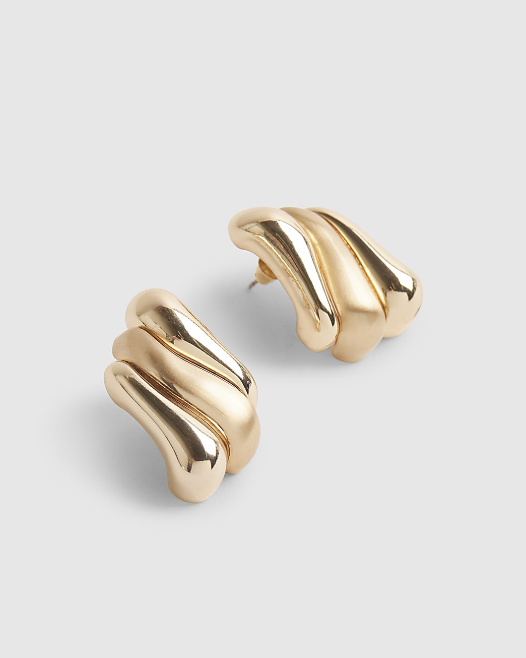 Gold Matte Swirl Stud Earrings | River Island UK & IE
