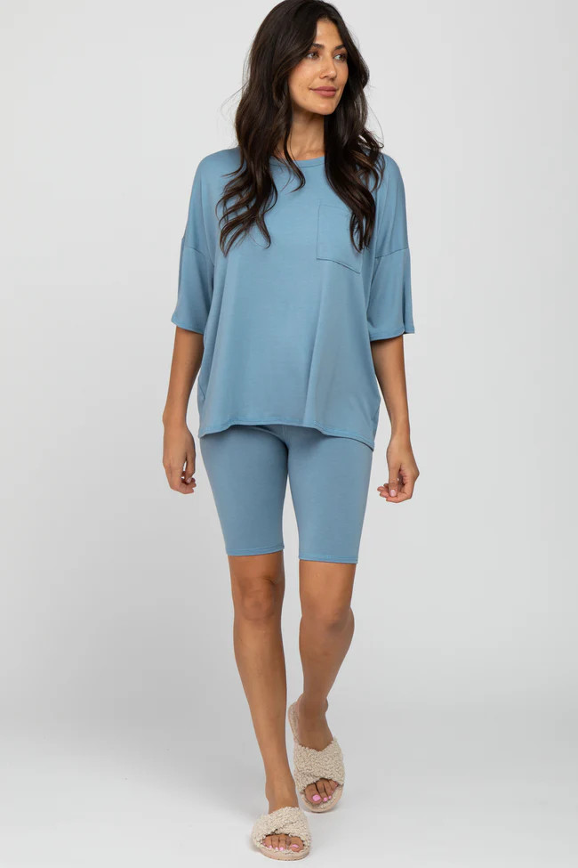 Black Biker Short Sleep Set | PinkBlush Maternity