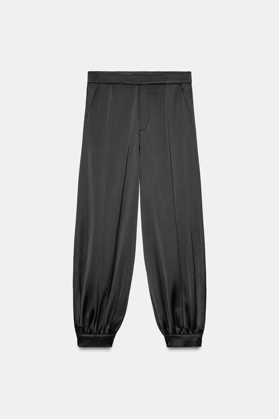 SATIN BALLOON TROUSERS WITH PLEATS | Zara US