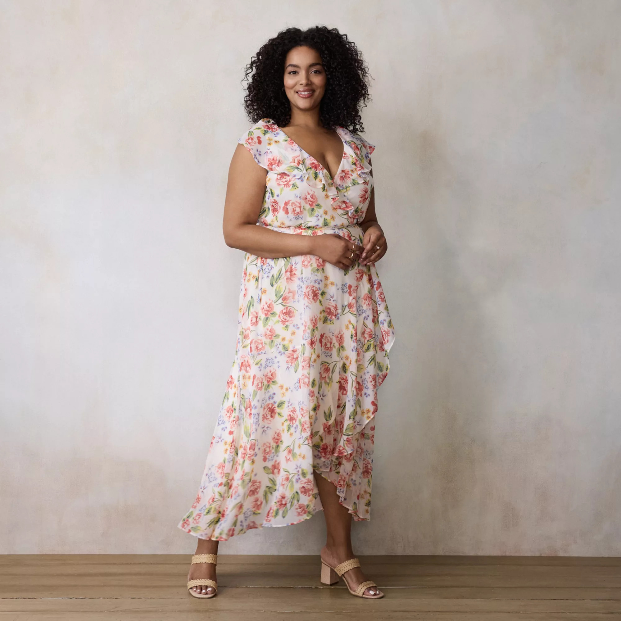 Plus Size LC Lauren Conrad Sleeveless Ruffle Wrap Maxi Dress | Kohl's
