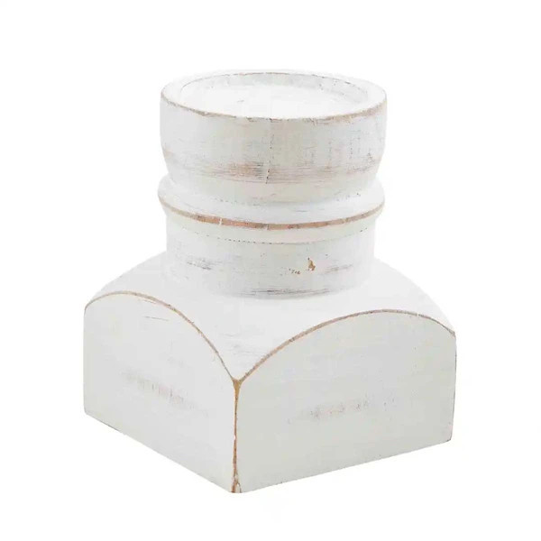 Mud Pie White Mango Wood Candleholder | Scheels