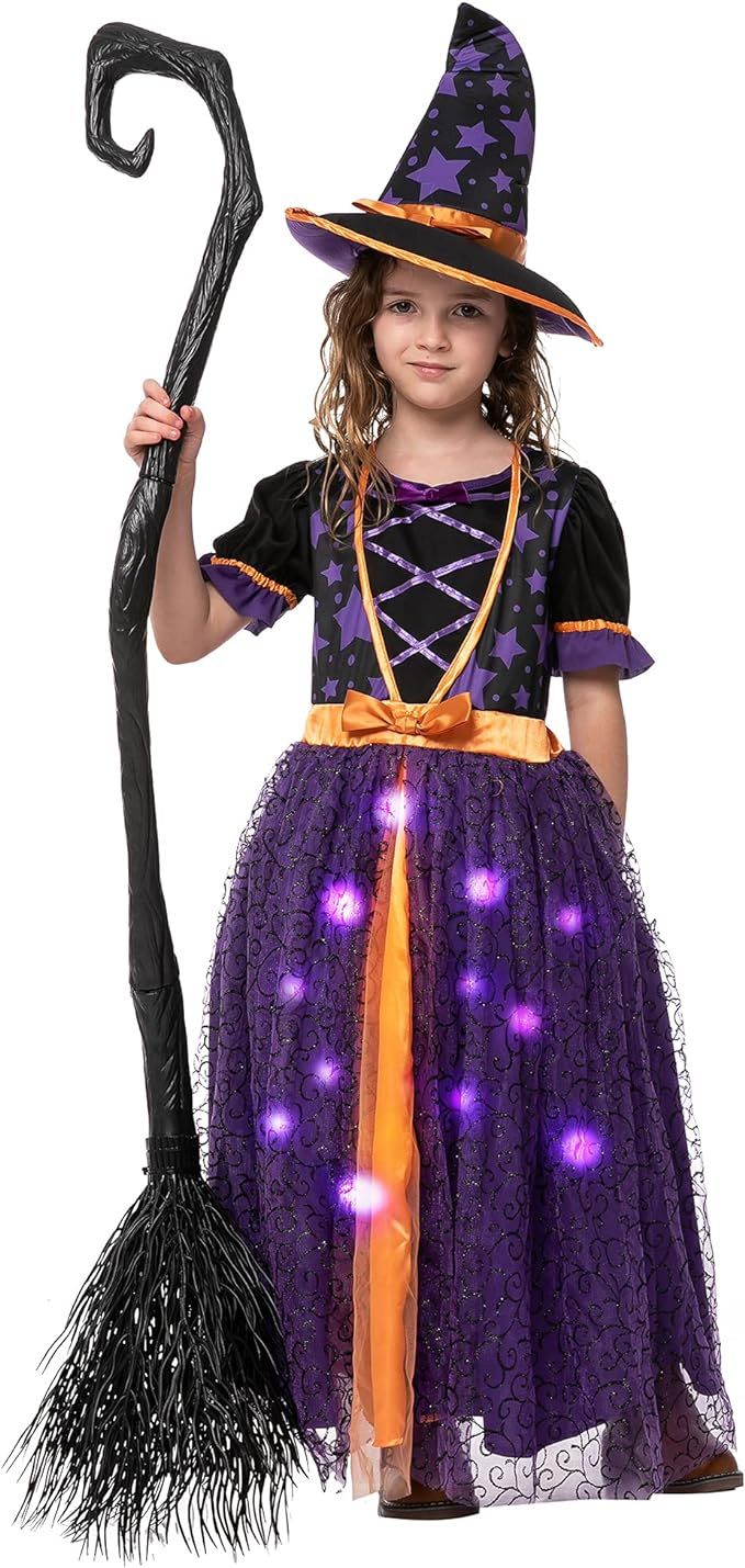 Amazon.com: Spooktacular Creations Light Up Purple Witch Costume for Toddler Girls, Fairy Tale Wi... | Amazon (US)