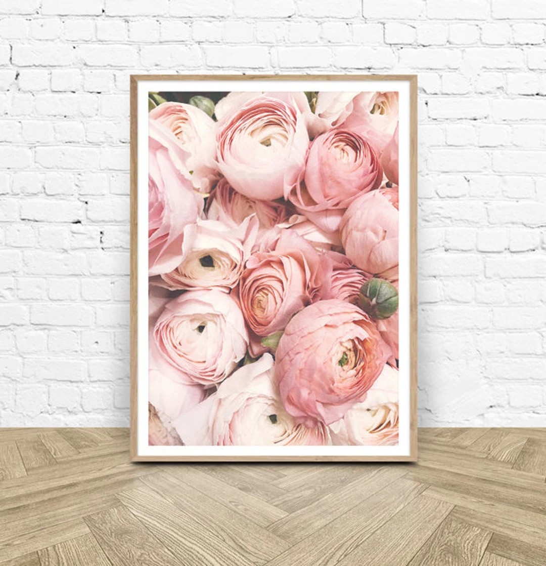 Pink Flower Print Bedroom Wall Decor Floral Art Print - Etsy | Etsy (US)