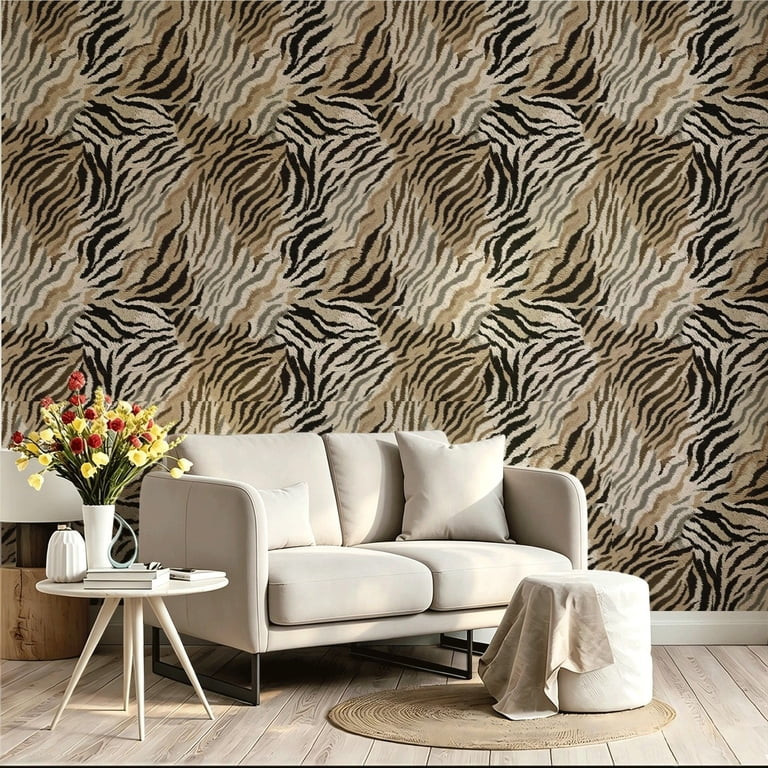 Animal Print Zebra Stripes Wallpaper\uff0c Modern Boho Rustic Style\uff0c Self adhesive and remov... | Walmart (US)