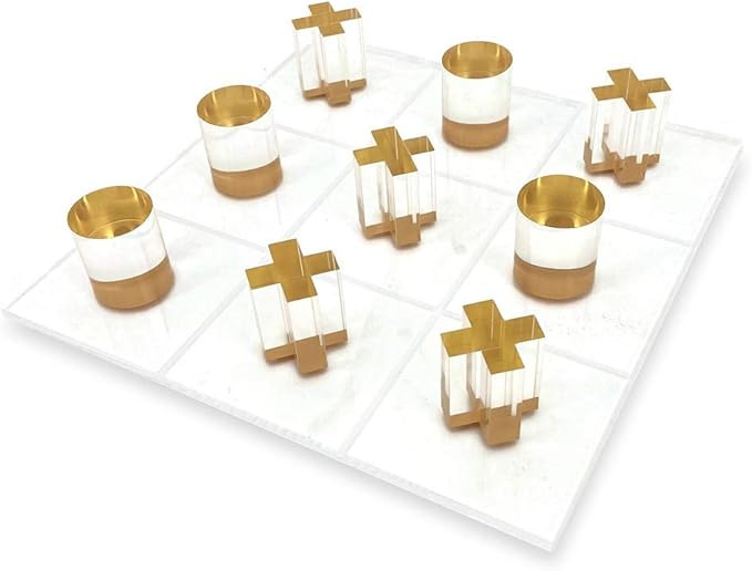 OnDisplay 3D Luxe Acrylic Tic Tac Toe Set (Gold) | Amazon (US)