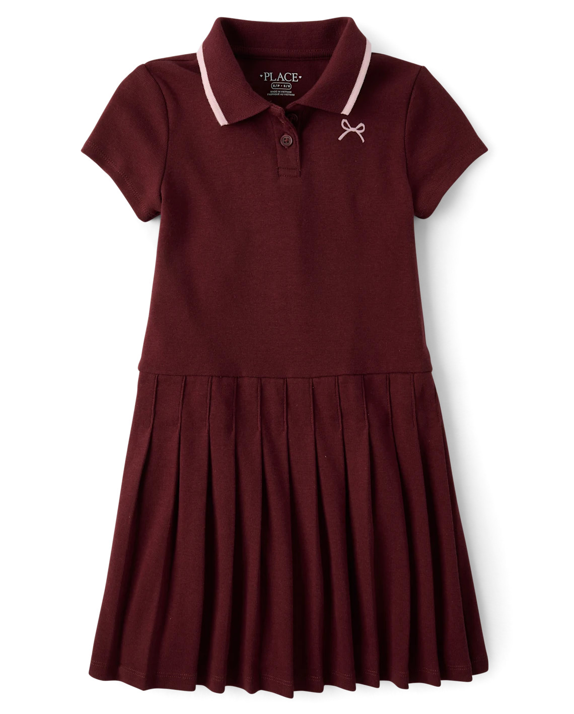 Girls Embroidered Icon Drop Waist Polo Dress - burgundy | The Children's Place