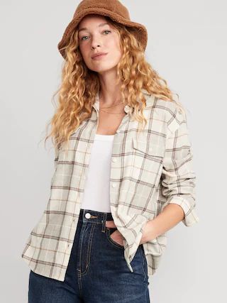 Long-Sleeve Plaid Flannel Boyfriend Tunic Shirt for Women | Old Navy (US)