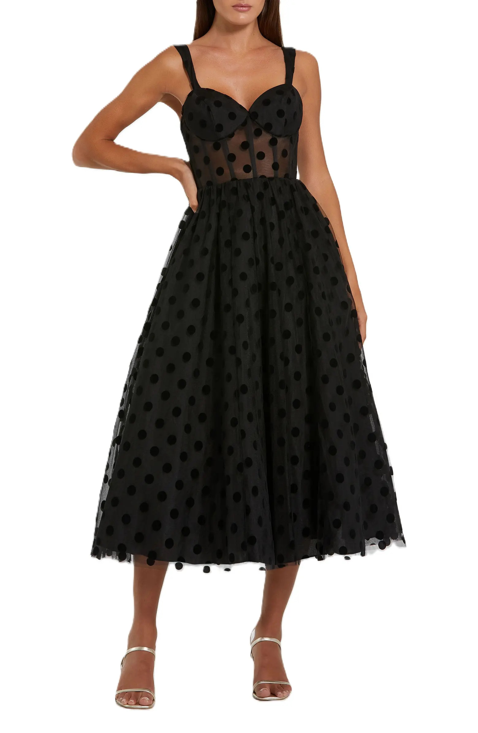 Polka Dot Tulle A-Line Midi Dress | Nordstrom