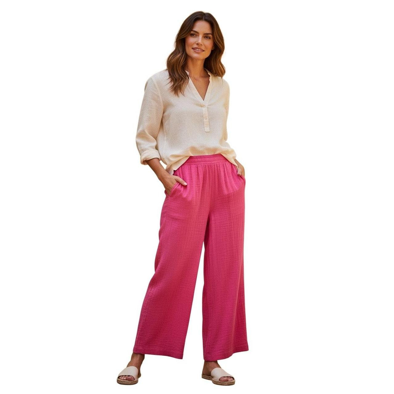 DKNY Women's Pants - Pink - L | Depop US