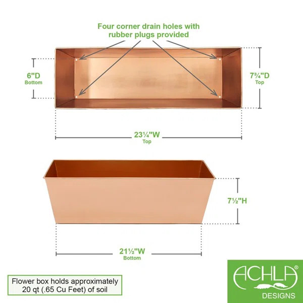 Charlton Home® Mangus Copper Plated Window Box Planter & Reviews | Wayfair | Wayfair North America