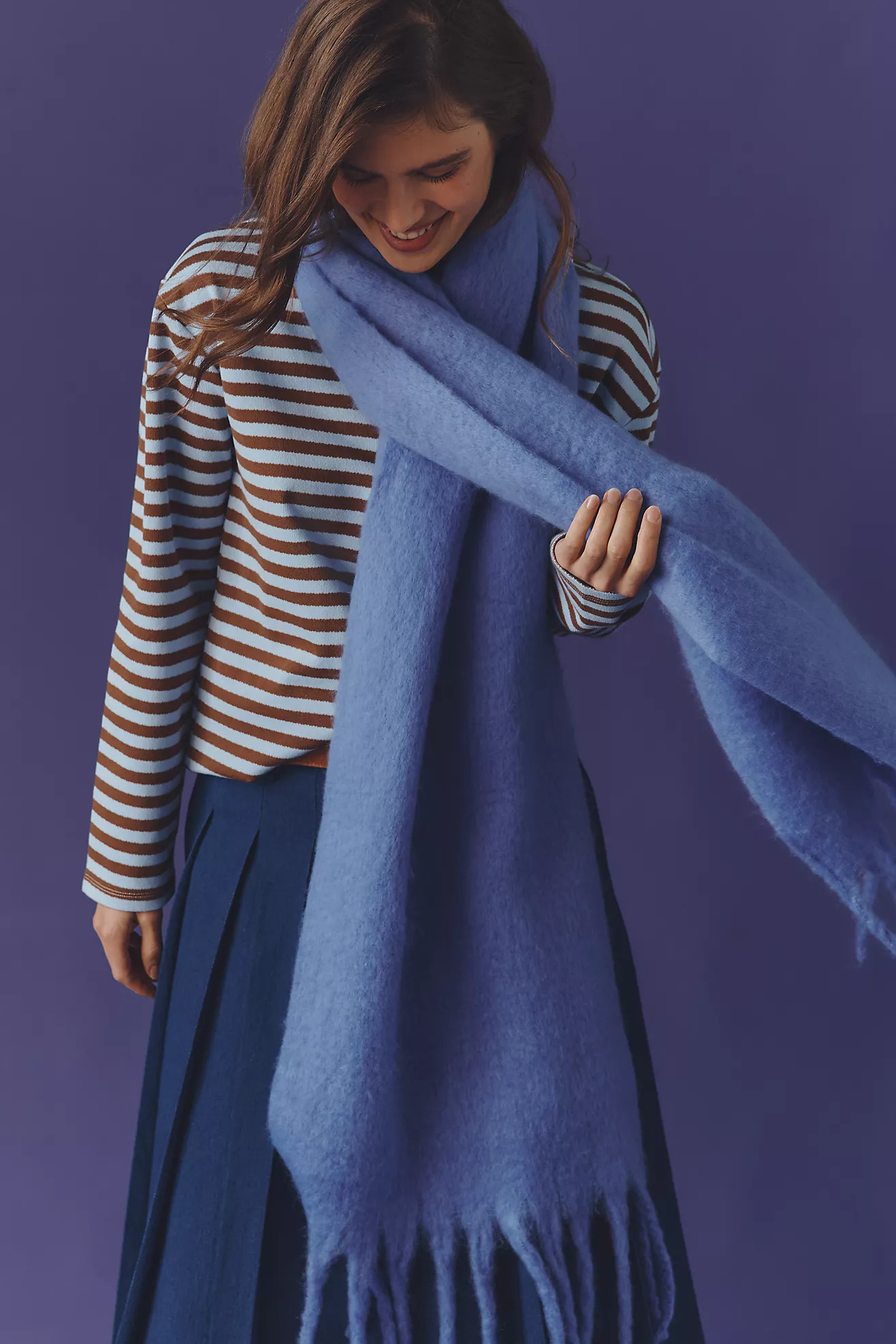 Maeve Solid Brushed Fringe Scarf | Anthropologie (US)