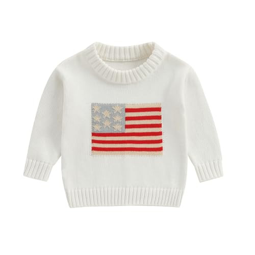 Toddler Baby Boy Girl 4th of July Outfit Long Sleeve Crewneck American Flag Sweater Memorial Day ... | Amazon (US)