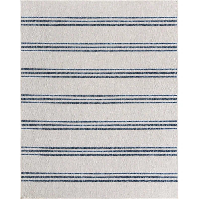 Striped Indoor / Outdoor Area Rug in Black | Wayfair North America