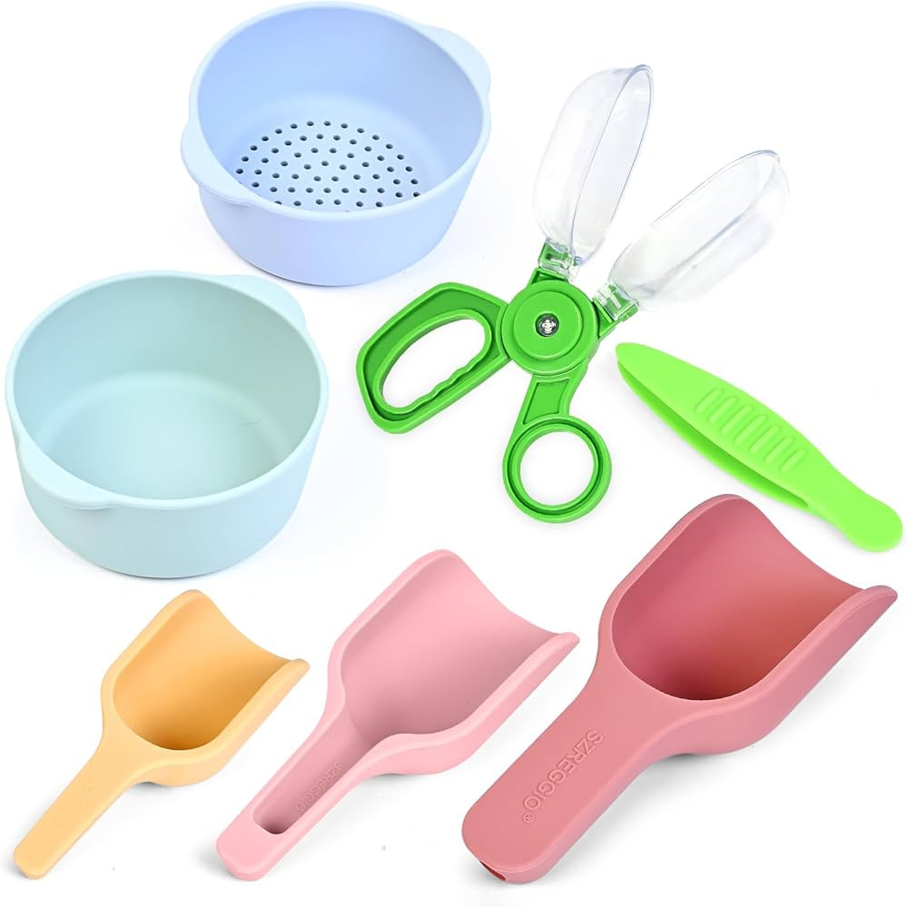 Madzee 7 Pieces Fine Motor Skill Toys for Children, 3 Silicone Scoops, 2 Nesting Bowls, 1 Tweezer... | Amazon (US)