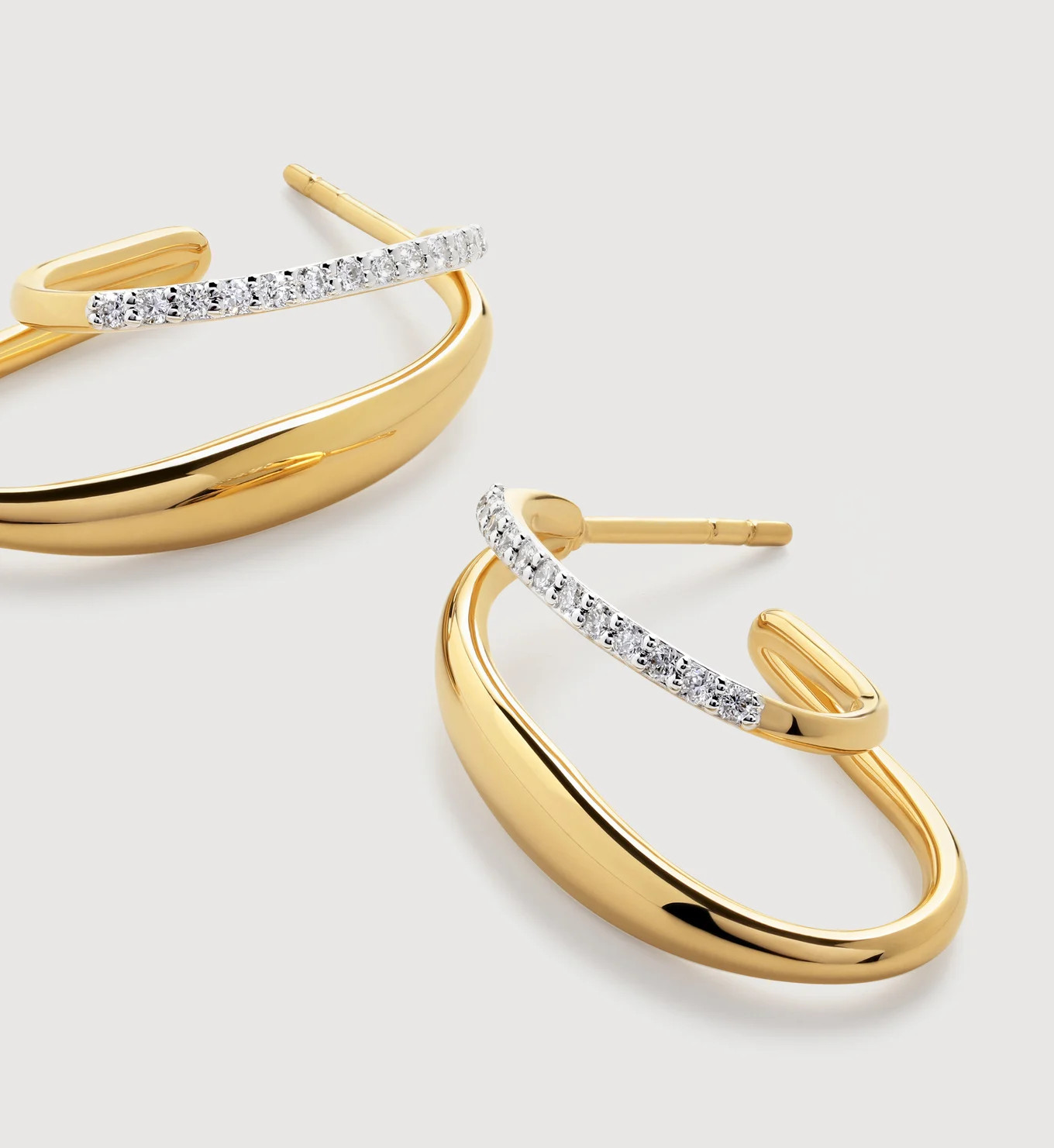 Nura Wrap Diamond Medium Hoop Earrings | Monica Vinader (Global)