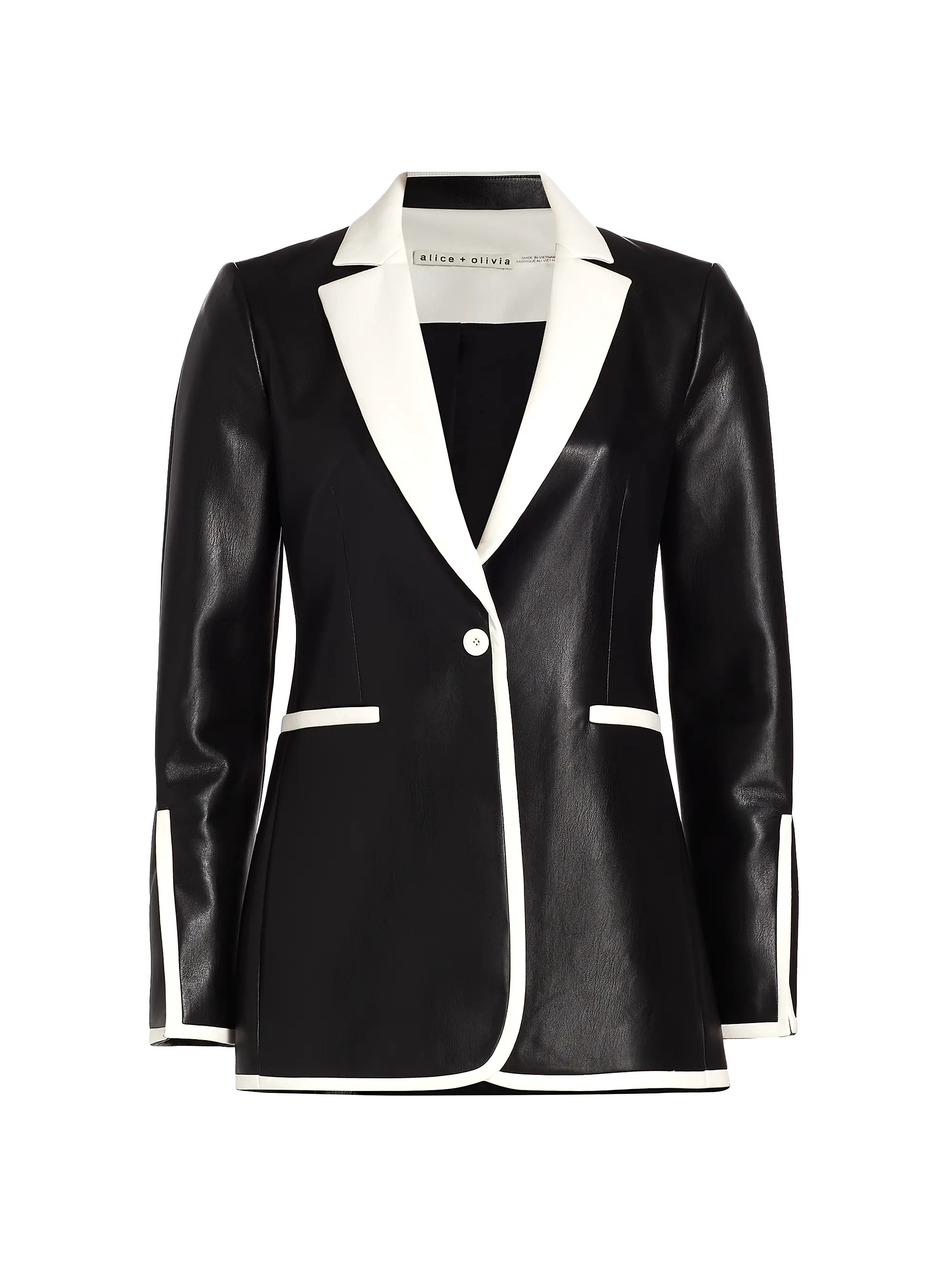 Breann Two-Tone Vegan Leather One-Button Blazer | Saks Fifth Avenue
