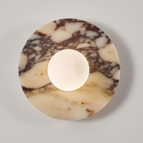 Natural Alabaster Wall Sconce, 7.8" Round Marble Light, Hardwired, 1 Pack | Amazon (US)