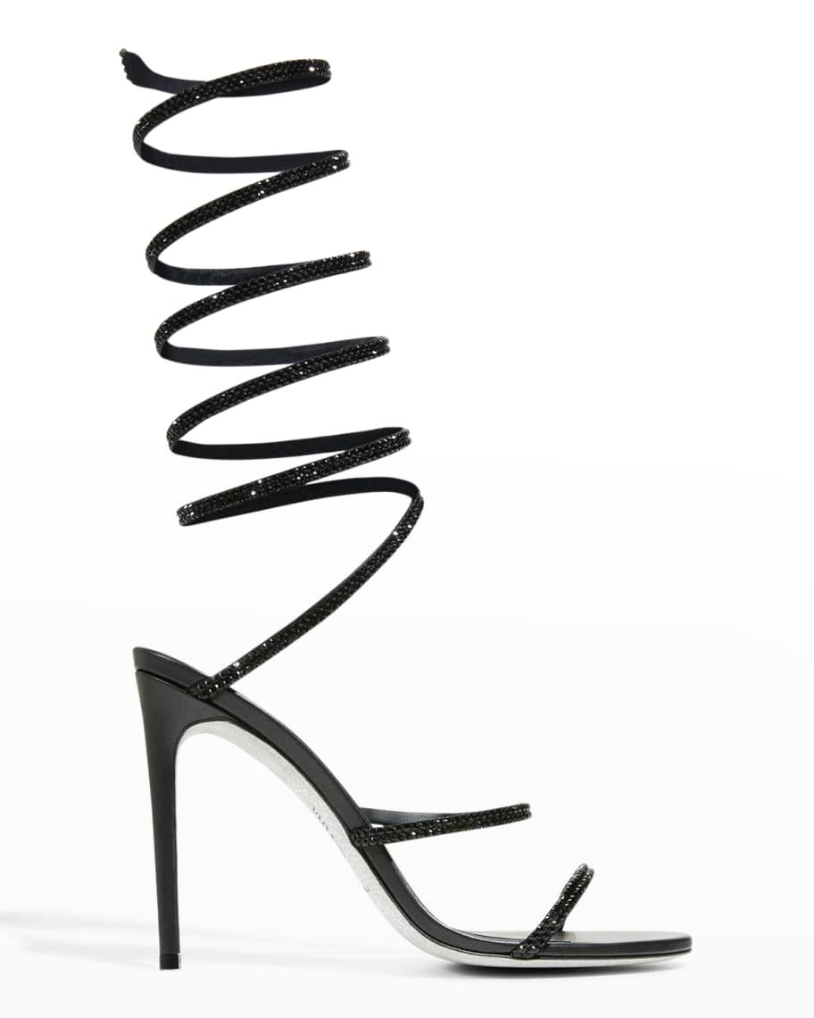 Rene Caovilla Shimmery Snake-Wrap Stiletto Sandals | Neiman Marcus