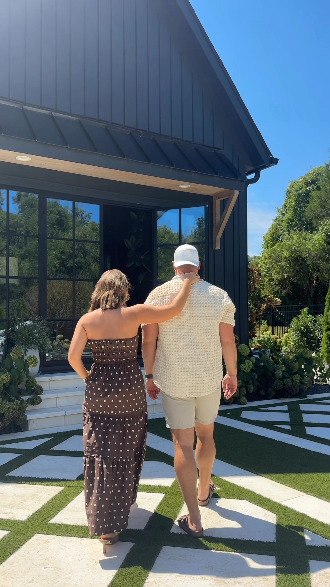 Wearing an XXS in this strapless maxi dress - love the brush with polka dots! Fun for fall & looks so cute dressed down with a denim jacket. Heels are tts. Also linking Scott’s shirt- his shorts and hat are both Burlebo. 

Fall dress, fall outfit  

#LTKStyleTip #LTKPetite #LTKMens