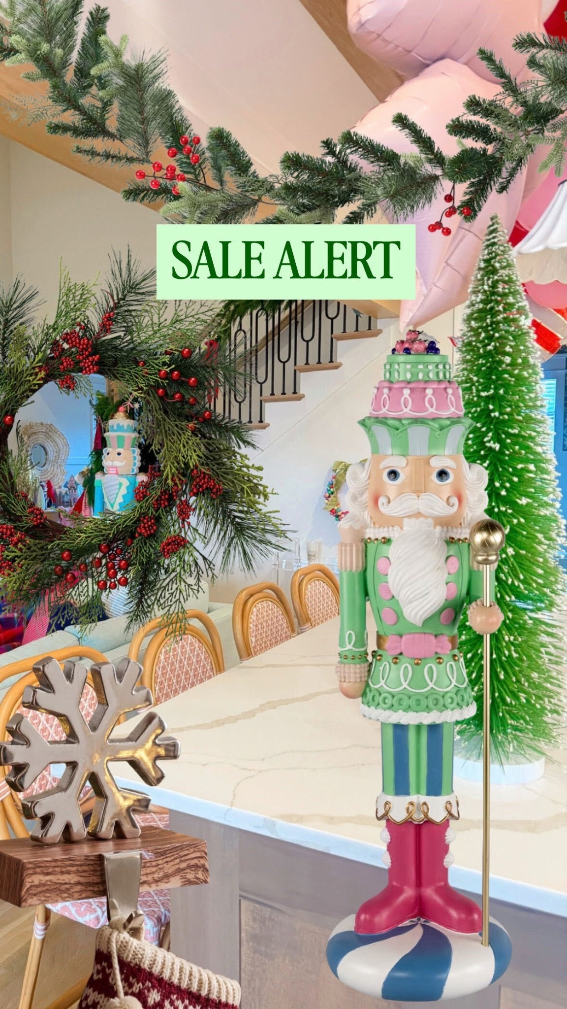 Christmas decor sale alert! 🎄💕 This colorful nutcracker is such a fun statement piece, especially if you love adding pink, green, and blue into your holiday decorating. I have a feeling the good Christmas finds are going to sell quickly this year, so I wouldn’t wait on this one. 

 #LTKSeasonal #LTKHome #LTKSaleAlert