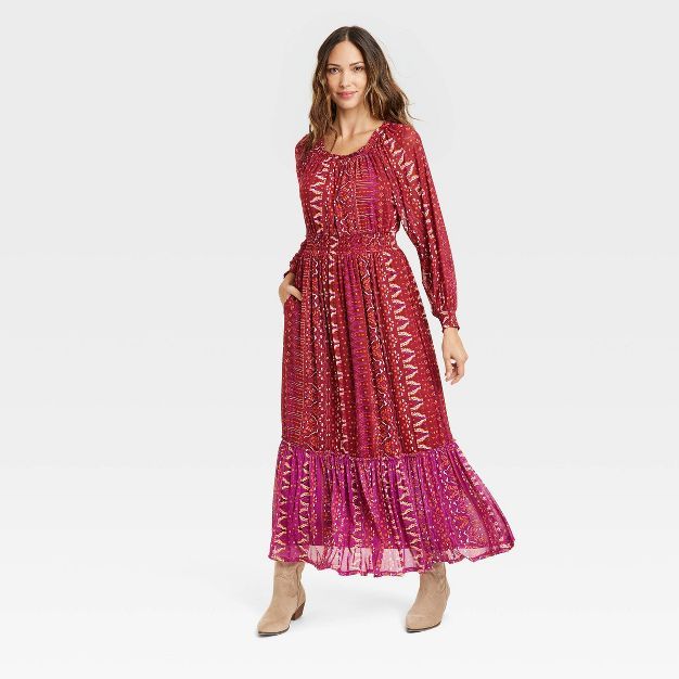 Women's Long Sleeve Smocked Mesh Dress - Knox Rose™ | Target