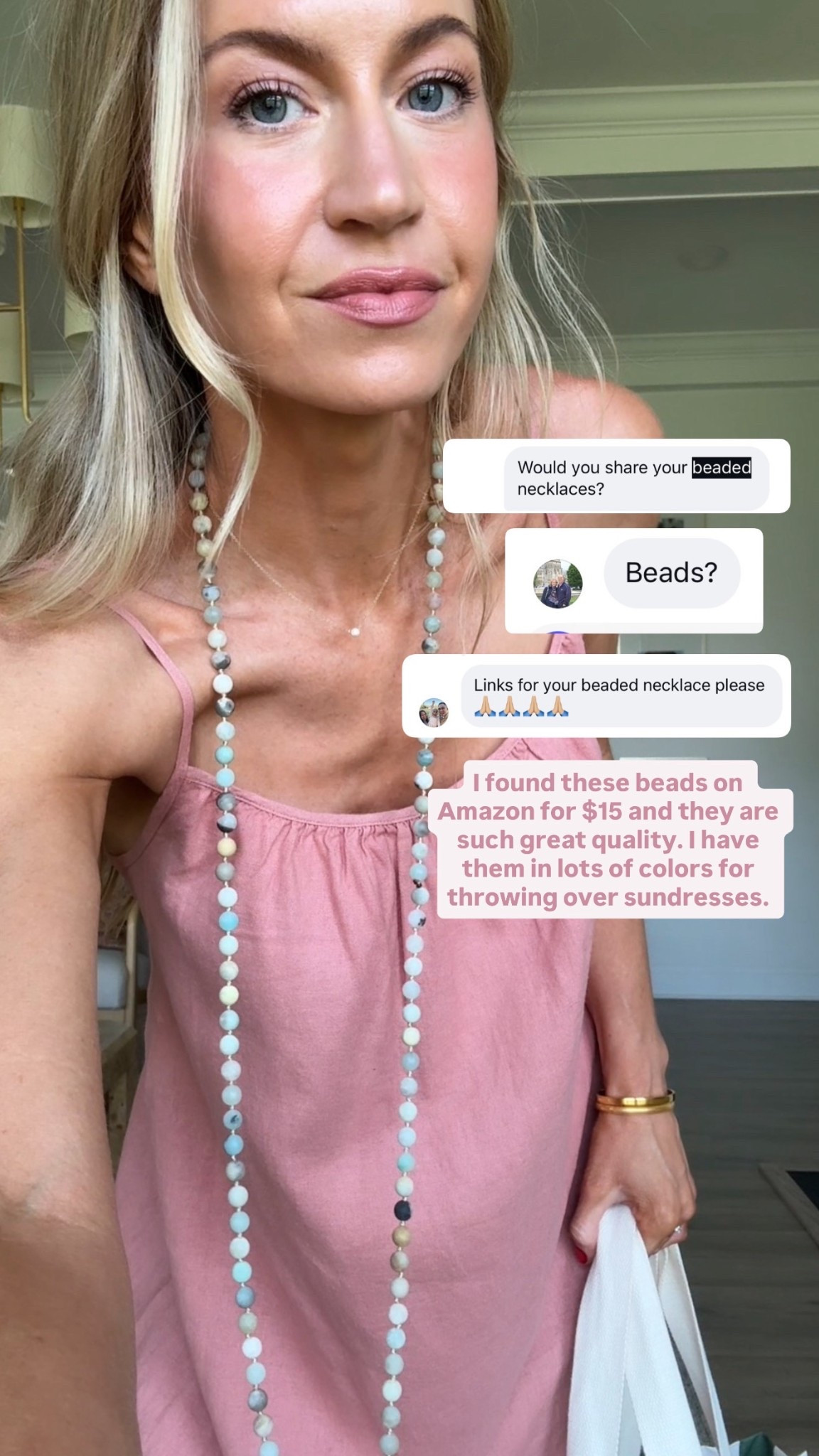 My girl linen dress + beads! 
Dress: runs TTS, wearing size small. 

#LTKMothersDay #LTKSeasonal #LTKootd