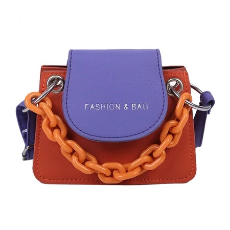 Aktudy Hit Color Shoulder Bag Women Chain Mini Tote PU Crossbody Handbag (Orange) | Walmart (US)