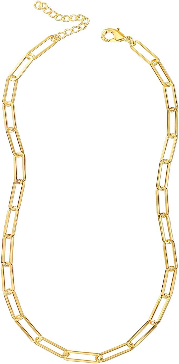 Reoxvo Gold Chain Necklaces for Women,18K Gold Plated Tennis/Paperclip/Cuban/Figaro/Snake Chain/B... | Amazon (US)