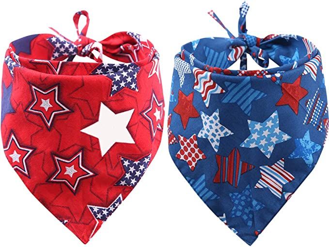 KZHAREEN 2 Pack American Flag Dog Bandana USA Triangle Bibs Scarf Reversible Accessories for Dogs... | Amazon (US)