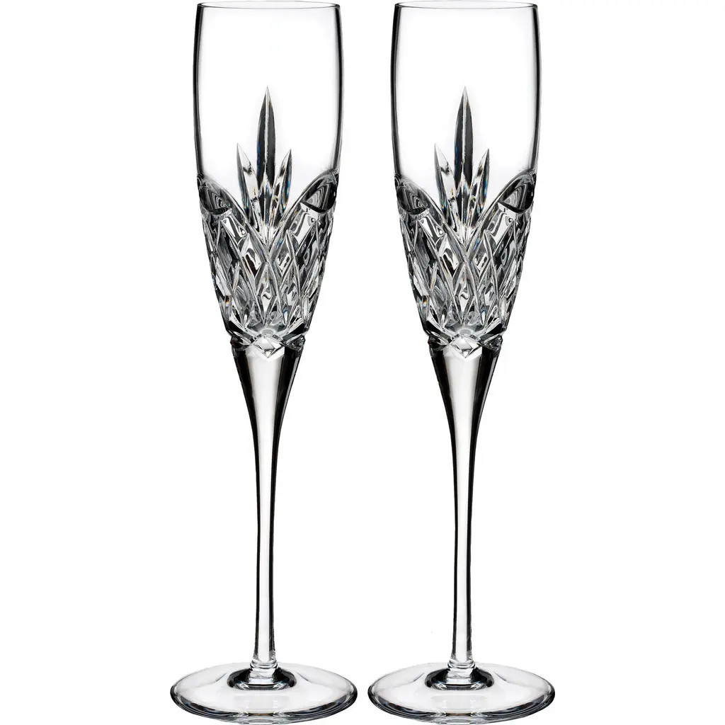 Waterford Love Forever Set of 2 Lead Crystal Champagne Flutes in Clear at Nordstrom | Nordstrom