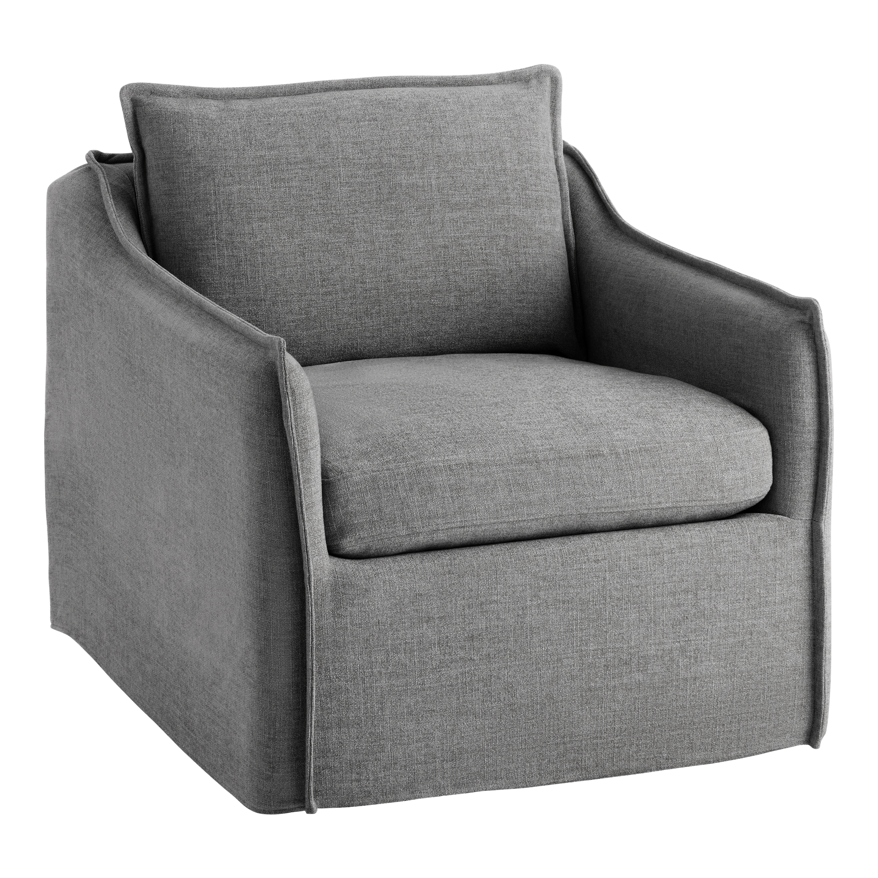 Eileen Textured Woven Slope Arm Slipcover Swivel Chair | World Market