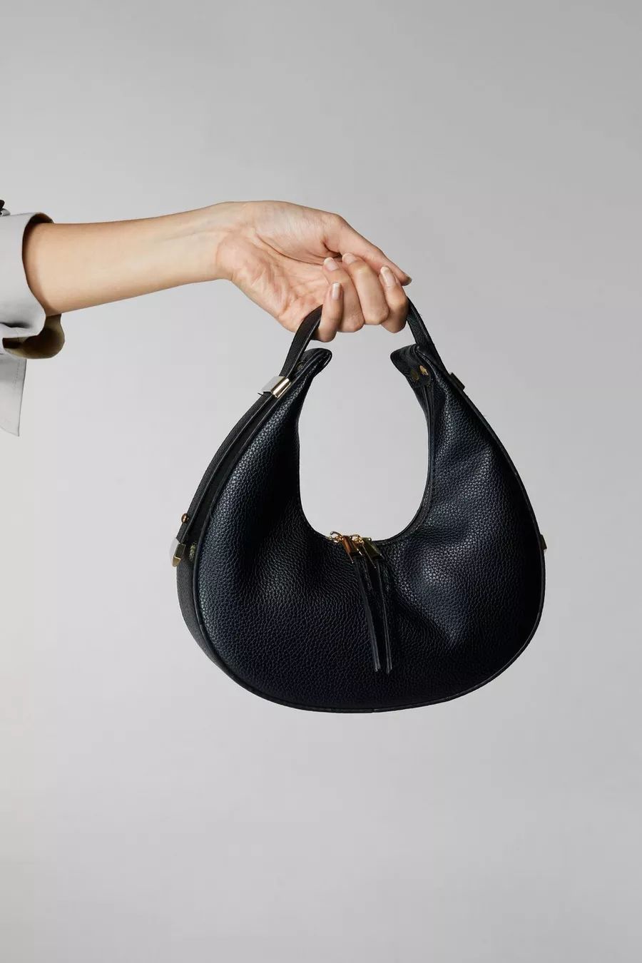 Faux Leather Half Moon Double Zip Shoulder Bag | Nasty Gal UK (+IE)