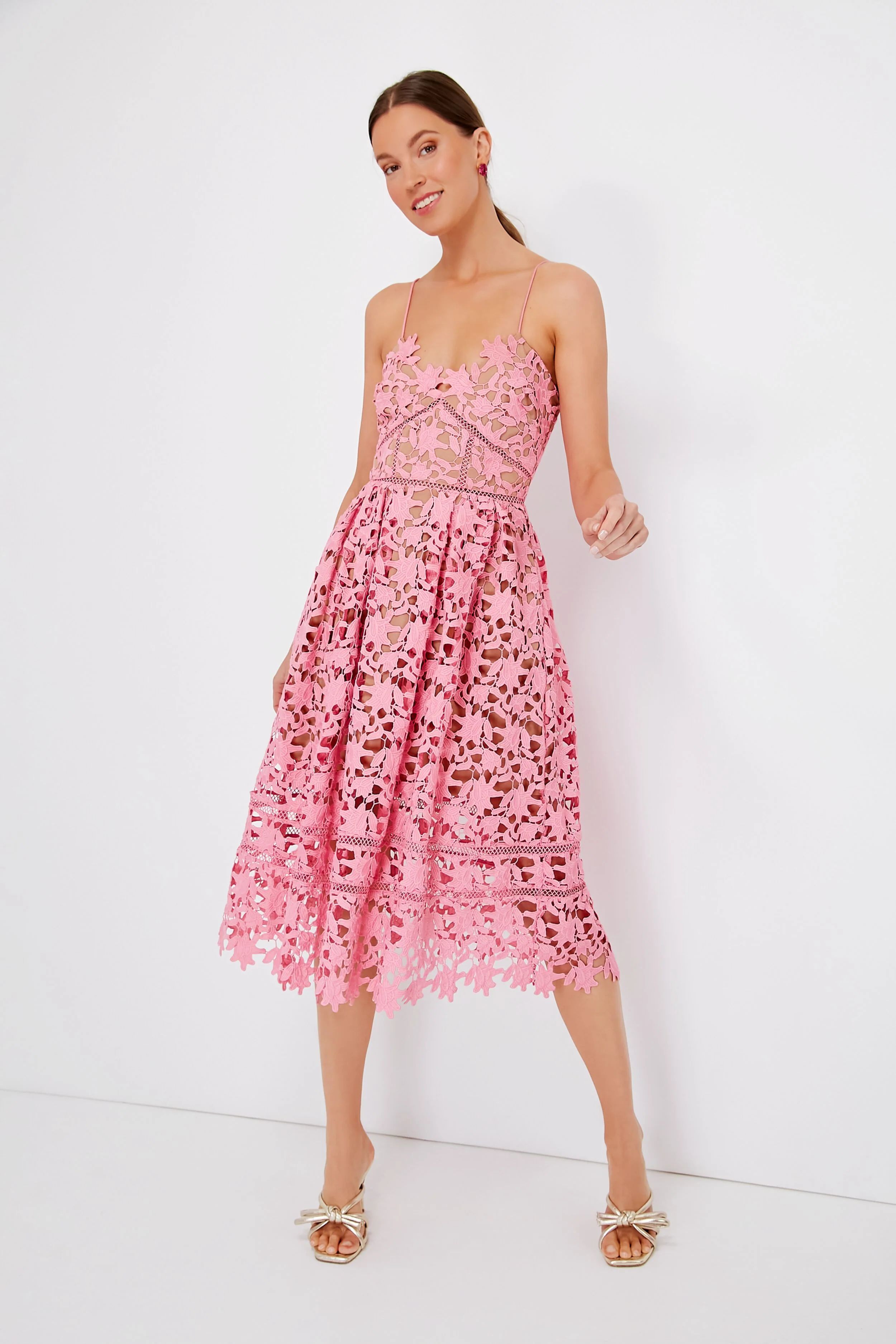 Pink Azaelea Lace Midi Dress | Tuckernuck (US)