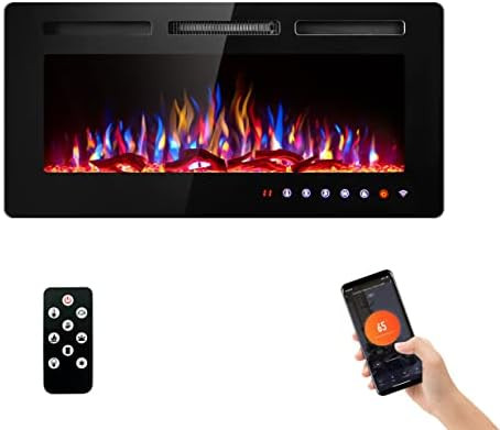 SUNNY FLAME 42" Electric Fireplace with Wi-Fi/Remote Control Wall Mounted and Recessed, Low Noise... | Amazon (US)