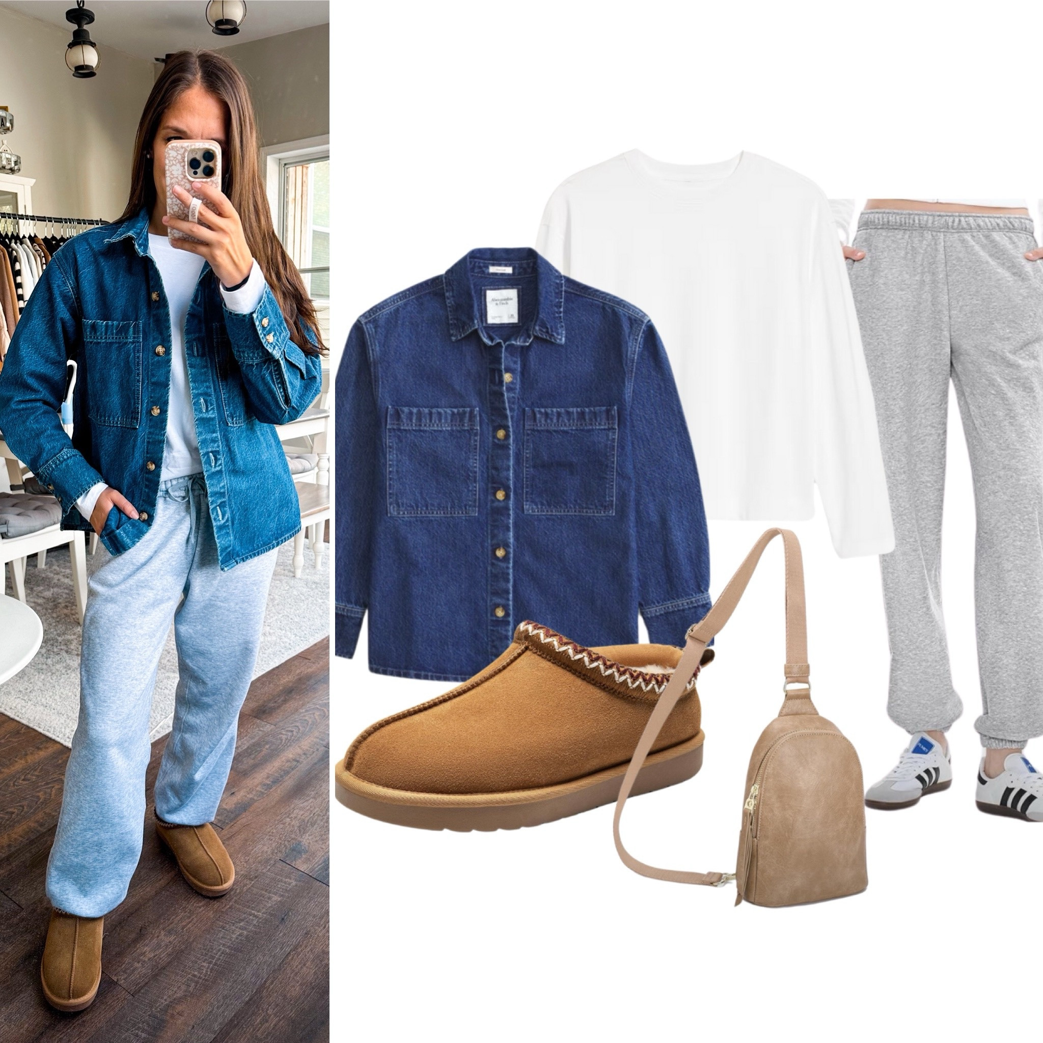 Cozy outfit of the day! 
Denim jacket XS 
Joggers XS 
Shoes tts 
White tee XS 40% off 

#LTKFindsUnder100 #LTKStyleTip #LTKFindsUnder50