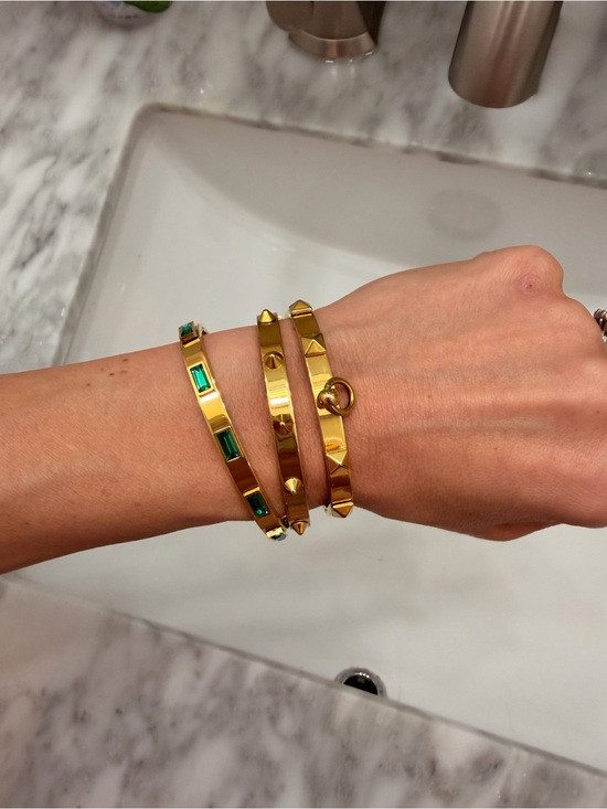 Artizan Joyeria Gold & Emerald Bangles Set Of 3 | Poshmark