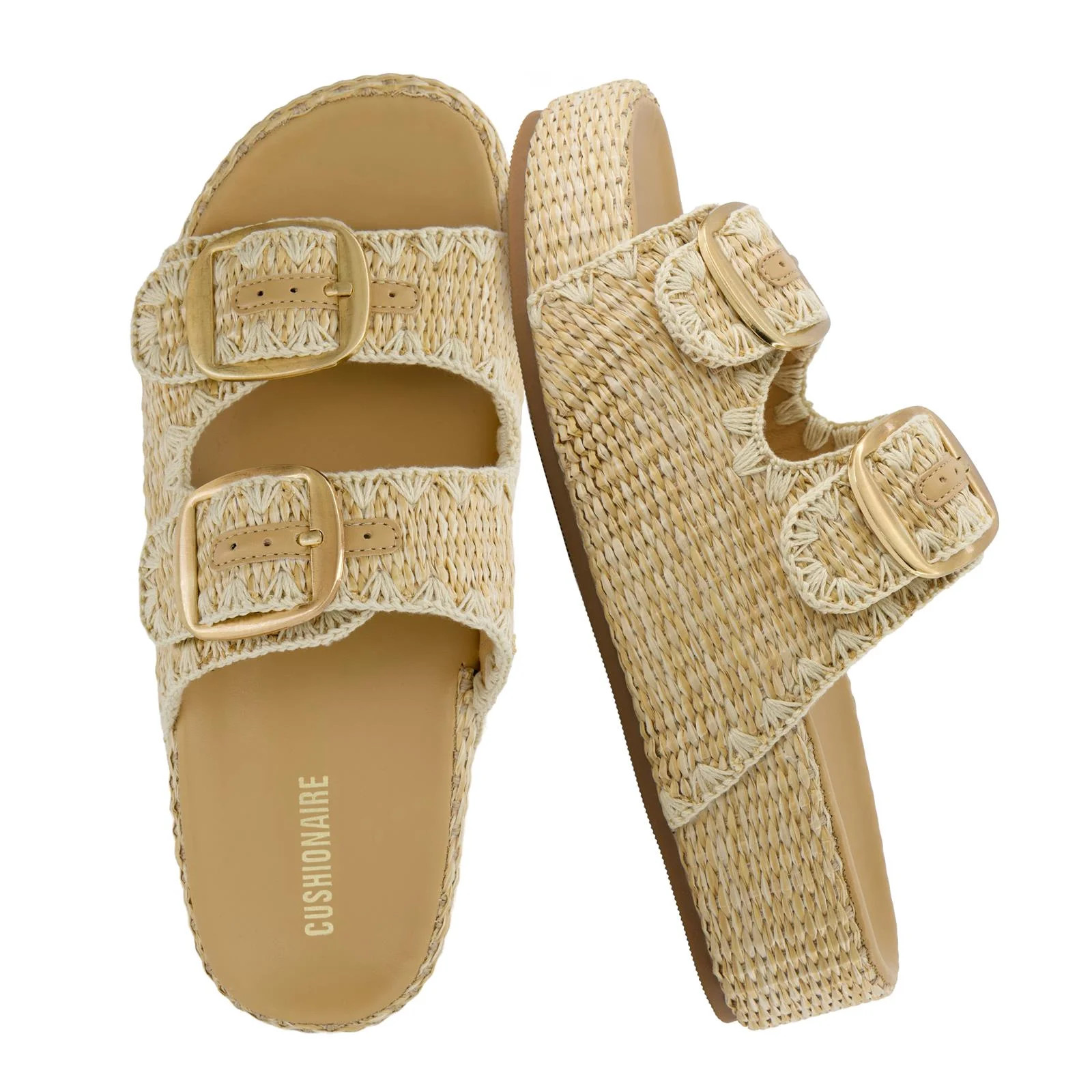 Cushionaire Panama Women's Raffia Platform Sandals | Casual Slip-On Lightweight Summer Slide Sand... | Walmart (US)