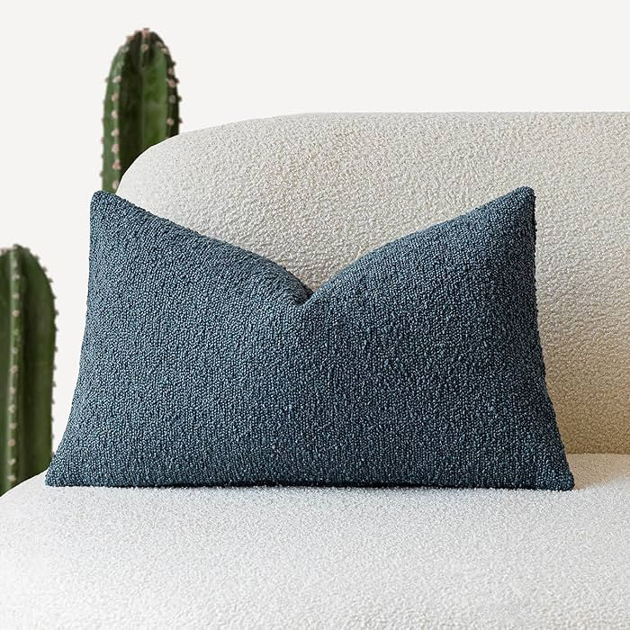 Foindtower Textured Boucle Throw Pillow Covers Accent Solid Lumbar Pillow Cases Cozy Soft Decorat... | Amazon (US)
