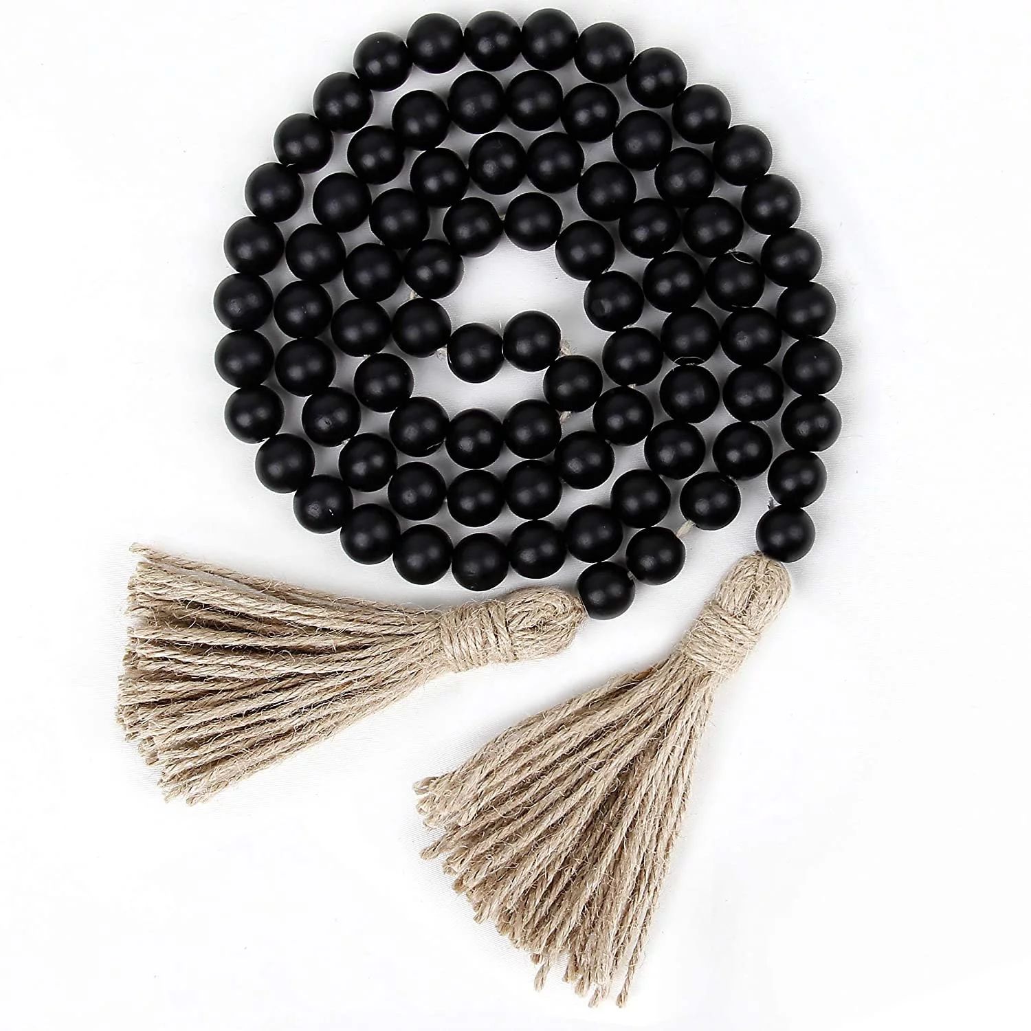 58In/pc Farmhouse Beads Wood Bead Garland Rustic Prayer Beads Boho Beads with Tassels Walling Han... | Walmart (US)
