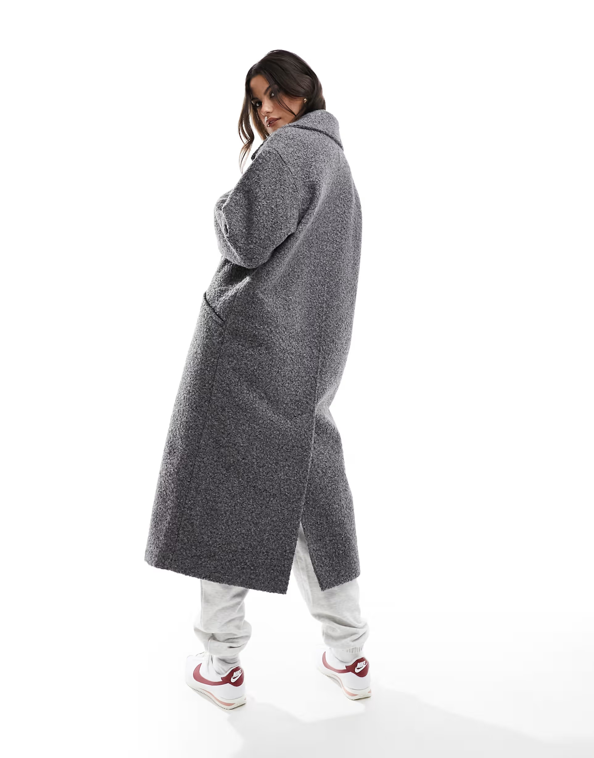 ASOS DESIGN oversized chuck on coat in charcoal boucle | ASOS (Global)