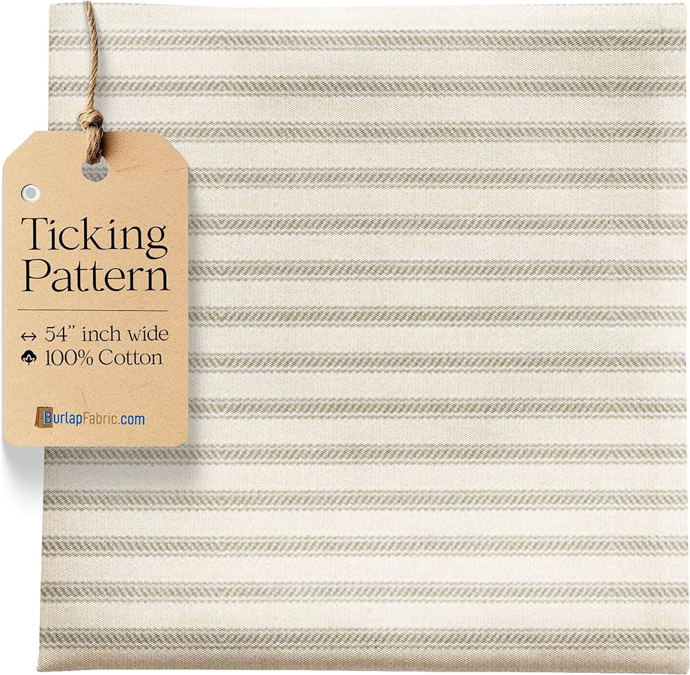 Light Grey Striped Ticking Fabric by the Yard - 54" Wide 100% Cotton Material for Upholstery, Pil... | Amazon (US)