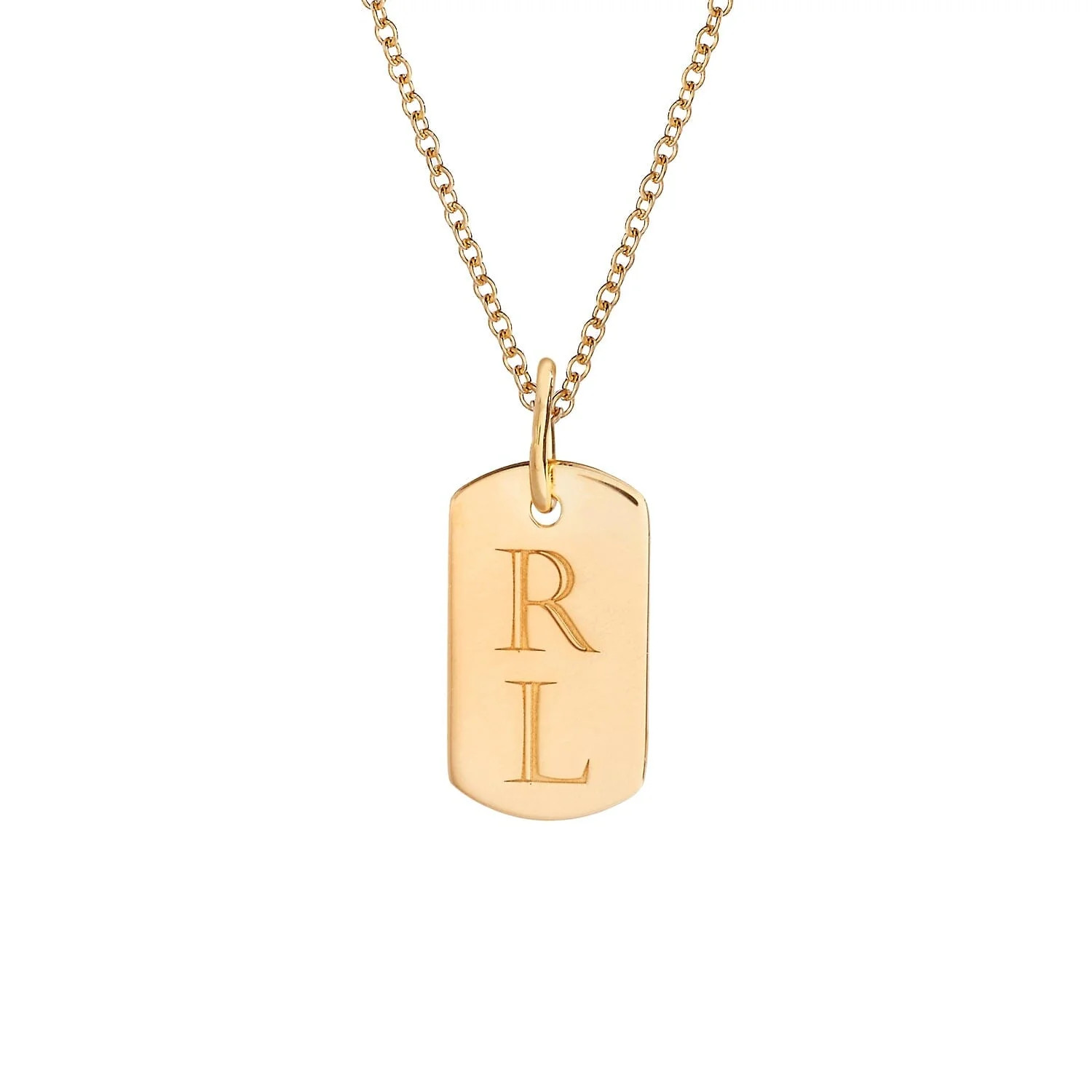 14k Gold Rounded Mini Dog Tag Necklace | Tiny Tags (US)