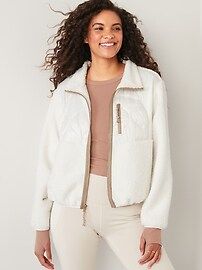 Quilted Hybrid Sherpa Jacket for Women. | Old Navy (US)