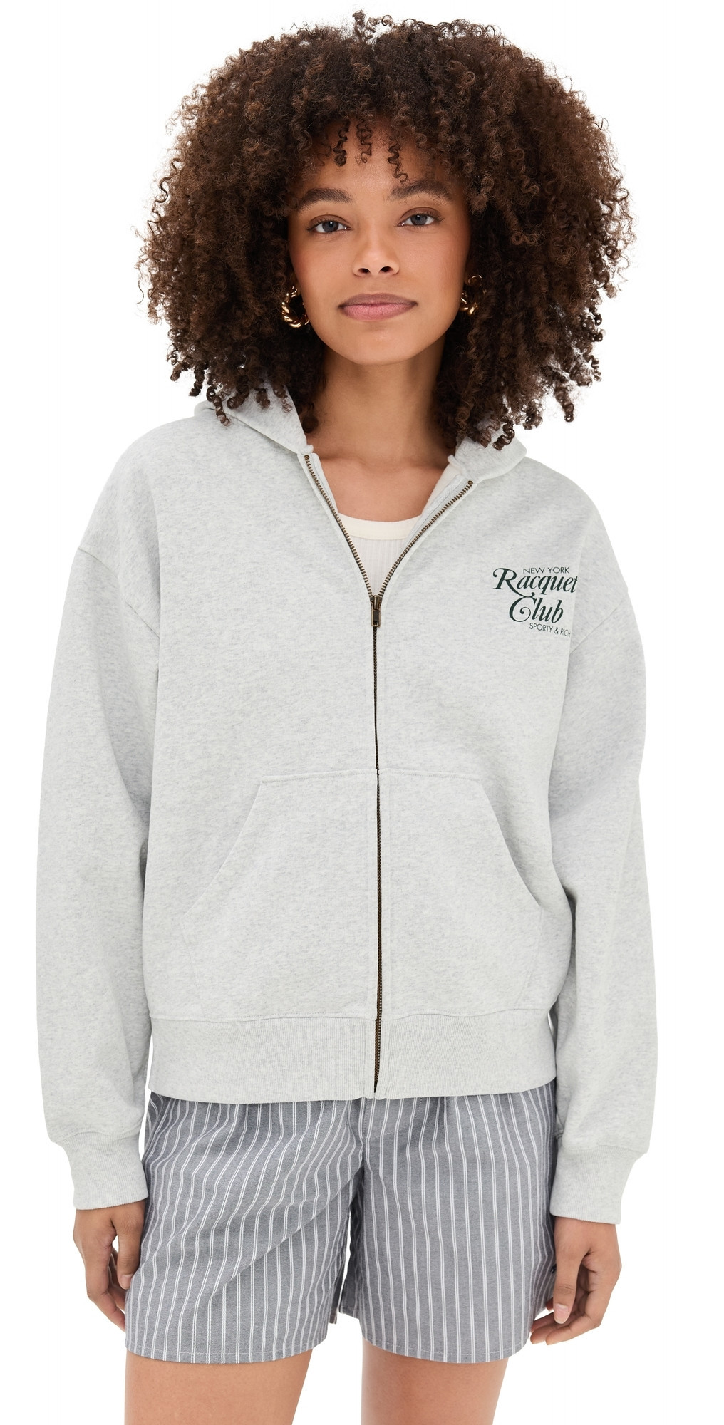 Sporty & Rich NYRC Zip Hoodie Heather Gray L | Shopbop
