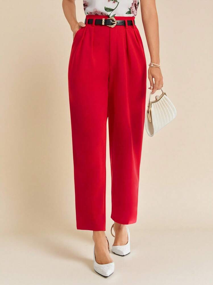 Amorya Women's High Waist Suit Pants With Slanted Pockets Spring Women Pants In Fall/Winter | SHEIN