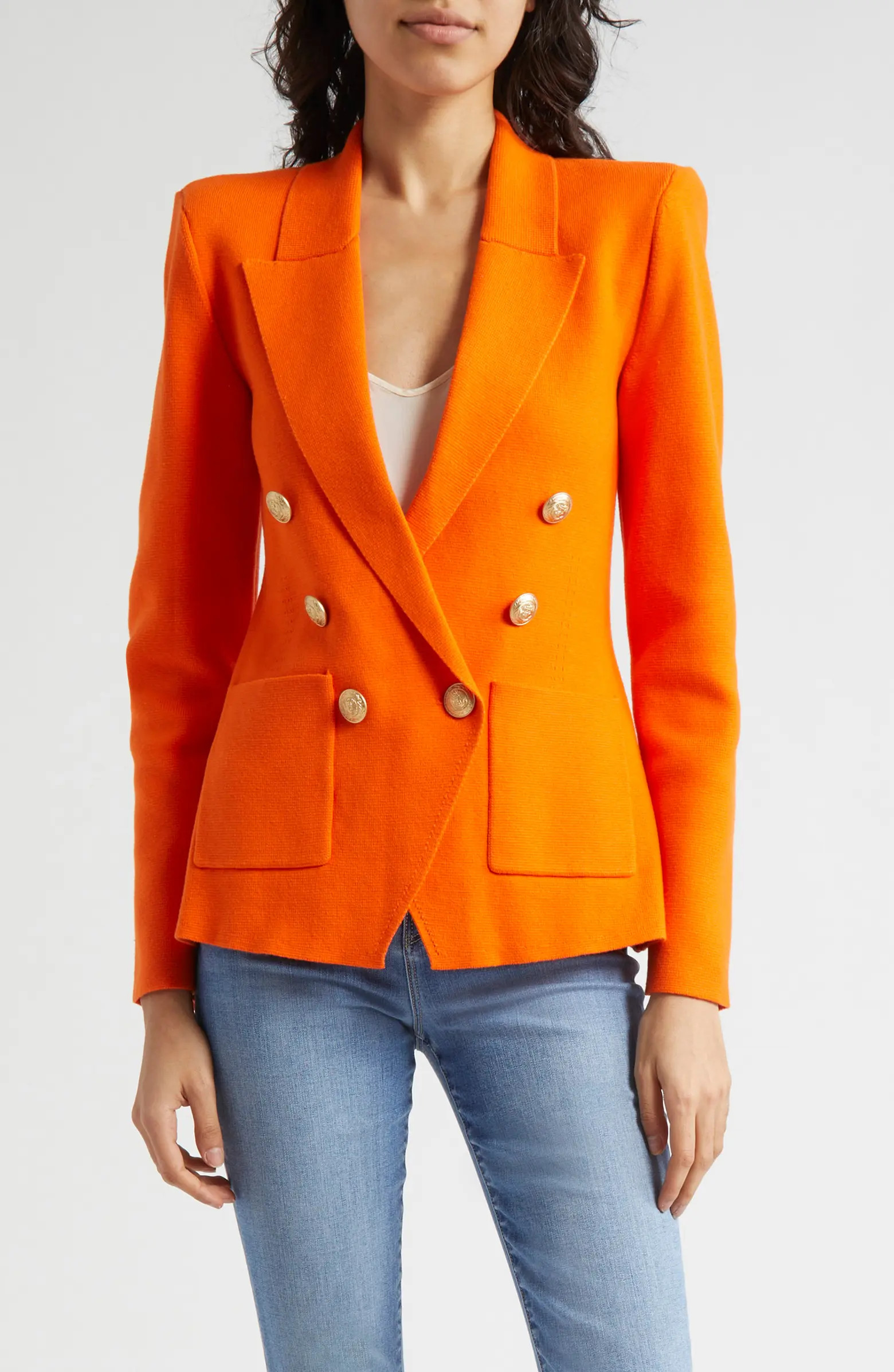 L'AGENCE Kenzie Cotton Blend Knit Double Breasted Blazer | Nordstrom | Nordstrom